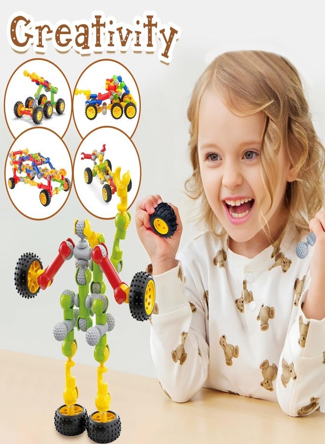 KUTOI Stem Building Blocks Set - 167 Pcs With Wheels - Ideal for 5 Year Old Boys and Girls - Educational and Creative Building Games - Image 4